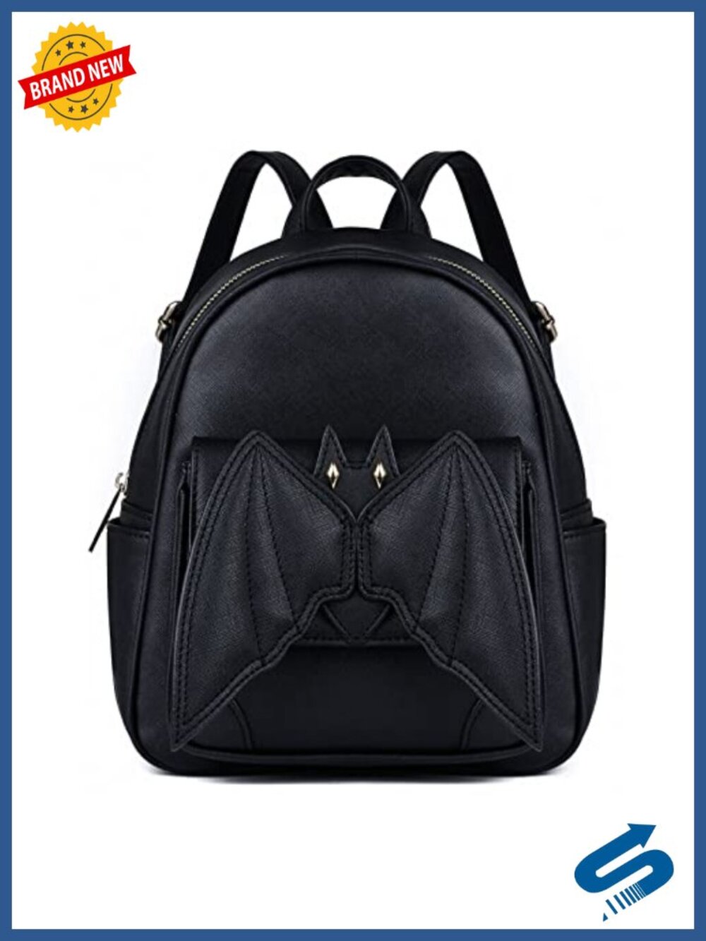 Mini Bat Backpack: Faux Leather Gothic Backpack with Wings Satchel Daypack